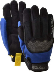 HexArmor - Size M (8), ANSI Cut Lvl A6, Puncture Lvl 3, Synthetic Leather Cut & Puncture Resistant Gloves - Hook & Loop Cuff, Black/Blue, Paired - Eagle Tool & Supply