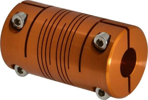 Lovejoy - 1/2" Max Bore Diam, Flexible Clamp Hub Coupling - 1-1/4" OD, 2-1/4" OAL, Anodized Aluminum - Eagle Tool & Supply