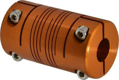 Lovejoy - 1/2" Max Bore Diam, Flexible Clamp Hub Coupling - 1-1/4" OD, 2-1/4" OAL, Anodized Aluminum - Eagle Tool & Supply