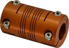 Lovejoy - 5/8" Max Bore Diam, Flexible Clamp Hub Coupling - 1-1/4" OD, 2-1/4" OAL, Anodized Aluminum - Eagle Tool & Supply