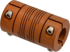 Lovejoy - 5/8" Max Bore Diam, Flexible Clamp Hub Coupling - 1-1/4" OD, 2-1/4" OAL, Anodized Aluminum - Eagle Tool & Supply