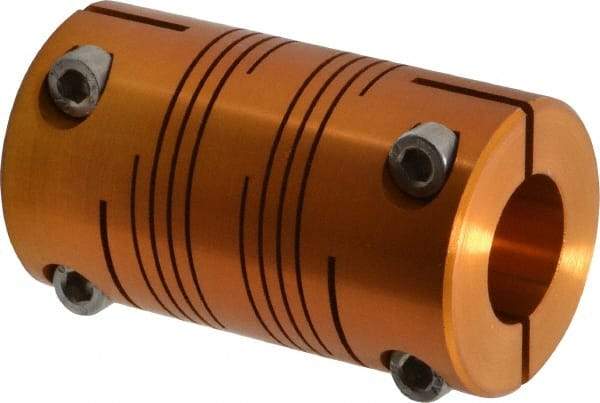 Lovejoy - 3/4" Max Bore Diam, Flexible Clamp Hub Coupling - 1-1/2" OD, 2.63" OAL, Anodized Aluminum - Eagle Tool & Supply