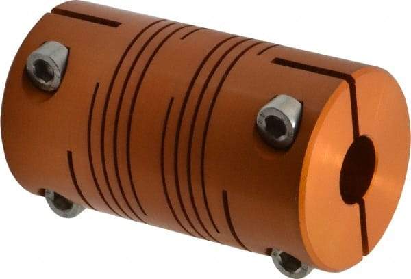 Lovejoy - 3/4" Max Bore Diam, Flexible Clamp Hub Coupling - 1-1/2" OD, 2.63" OAL, Anodized Aluminum - Eagle Tool & Supply