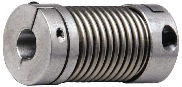 Lovejoy - 1/2" Max Bore Diam, Flexible Bellows Clamp Coupling - 1.28" OD, 1.614" OAL, Aluminum Hub with Stainless Steel Bellows - Eagle Tool & Supply