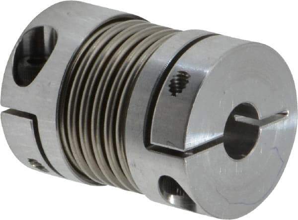 Lovejoy - 1/4" Max Bore Diam, Flexible Bellows Clamp Coupling - 0.984" OD, 1.023" OAL, Aluminum Hub with Stainless Steel Bellows - Eagle Tool & Supply