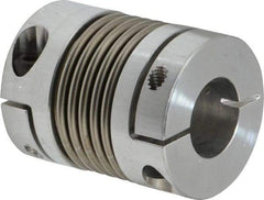 Lovejoy - 5/8" Max Bore Diam, Flexible Bellows Clamp Coupling - 1.28" OD, 1.614" OAL, Aluminum Hub with Stainless Steel Bellows - Eagle Tool & Supply