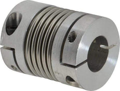 Lovejoy - 5/8" Max Bore Diam, Flexible Bellows Clamp Coupling - 1.28" OD, 1.614" OAL, Aluminum Hub with Stainless Steel Bellows - Eagle Tool & Supply