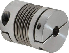 Lovejoy - 5/16" Max Bore Diam, Flexible Bellows Clamp Coupling - 1.28" OD, 1.614" OAL, Aluminum Hub with Stainless Steel Bellows - Eagle Tool & Supply