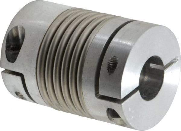 Lovejoy - 3/4" Max Bore Diam, Flexible Bellows Clamp Coupling - 1.77" OD, 2.48" OAL, Aluminum Hub with Stainless Steel Bellows - Eagle Tool & Supply