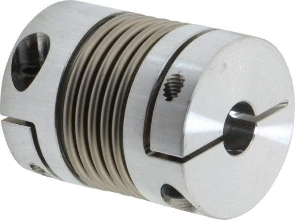 Lovejoy - 3/8" Max Bore Diam, Flexible Bellows Clamp Coupling - 1.28" OD, 1.614" OAL, Aluminum Hub with Stainless Steel Bellows - Eagle Tool & Supply