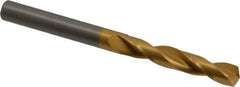 Guhring - 7.7mm 140° Solid Carbide Jobber Drill - TiN Finish, Right Hand Cut, Spiral Flute, Straight Shank, 90mm OAL, SU Point - Eagle Tool & Supply