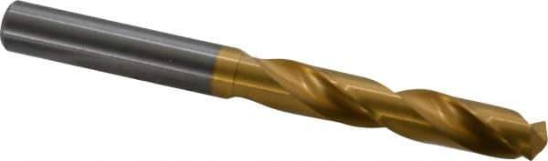 Guhring - 10mm 140° Solid Carbide Jobber Drill - TiN Finish, Right Hand Cut, Spiral Flute, Straight Shank, 105mm OAL, SU Point - Eagle Tool & Supply