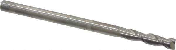 Accupro - 1/4", 1" LOC, 1/4" Shank Diam, 4" OAL, 2 Flute, Solid Carbide Square End Mill - Single End, Uncoated, Spiral Flute, 40° Helix, Centercutting, Right Hand Cut, Right Hand Flute - Eagle Tool & Supply
