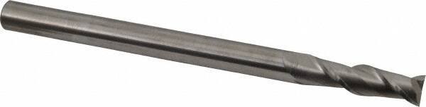 Accupro - 7/16", 1-1/2" LOC, 7/16" Shank Diam, 6" OAL, 2 Flute, Solid Carbide Square End Mill - Single End, Uncoated, Spiral Flute, 40° Helix, Centercutting, Right Hand Cut, Right Hand Flute - Eagle Tool & Supply