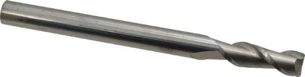 Accupro - 1/2", 1-1/2" LOC, 1/2" Shank Diam, 6" OAL, 2 Flute, Solid Carbide Square End Mill - Single End, Uncoated, Spiral Flute, 40° Helix, Centercutting, Right Hand Cut, Right Hand Flute - Eagle Tool & Supply