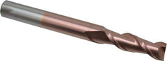 Accupro - 5/8", 2" LOC, 5/8" Shank Diam, 6" OAL, 2 Flute, Solid Carbide Square End Mill - Single End, TiCN Finish, Spiral Flute, 40° Helix, Centercutting, Right Hand Cut, Right Hand Flute - Eagle Tool & Supply