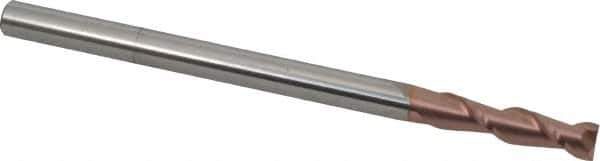 Accupro - 3/8", 1-1/2" LOC, 3/8" Shank Diam, 6" OAL, 2 Flute, Solid Carbide Square End Mill - Single End, TiCN Finish, Spiral Flute, 40° Helix, Centercutting, Right Hand Cut, Right Hand Flute - Eagle Tool & Supply