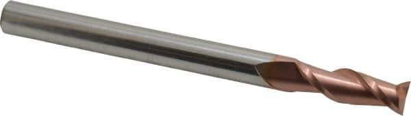 Accupro - 1/2", 1-1/2" LOC, 1/2" Shank Diam, 6" OAL, 2 Flute, Solid Carbide Square End Mill - Single End, TiCN Finish, Spiral Flute, 40° Helix, Centercutting, Right Hand Cut, Right Hand Flute - Eagle Tool & Supply