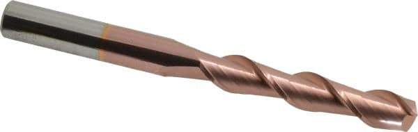 Accupro - 9/16", 3" LOC, 9/16" Shank Diam, 6" OAL, 2 Flute, Solid Carbide Square End Mill - Single End, TiCN Finish, Spiral Flute, 40° Helix, Centercutting, Right Hand Cut, Right Hand Flute - Eagle Tool & Supply
