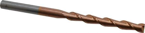 Accupro - 3/8", 3" LOC, 3/8" Shank Diam, 6" OAL, 2 Flute, Solid Carbide Square End Mill - Single End, TiCN Finish, Spiral Flute, 40° Helix, Centercutting, Right Hand Cut, Right Hand Flute - Eagle Tool & Supply
