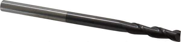 Accupro - 1/4", 1" LOC, 1/4" Shank Diam, 4" OAL, 2 Flute, Solid Carbide Square End Mill - Single End, AlTiN Finish, Spiral Flute, 40° Helix, Centercutting, Right Hand Cut, Right Hand Flute - Eagle Tool & Supply