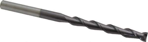 Accupro - 3/8", 3" LOC, 3/8" Shank Diam, 6" OAL, 2 Flute, Solid Carbide Square End Mill - Single End, AlTiN Finish, Spiral Flute, 40° Helix, Centercutting, Right Hand Cut, Right Hand Flute - Eagle Tool & Supply