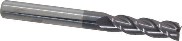 Accupro - 5/16", 1-1/8" LOC, 5/16" Shank Diam, 3" OAL, 3 Flute, Solid Carbide Square End Mill - Single End, AlTiN Finish, Spiral Flute, 40° Helix, Centercutting, Right Hand Cut, Right Hand Flute - Eagle Tool & Supply