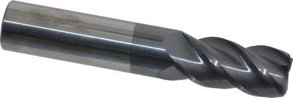 Accupro - 5/8", 4 Flute, Single End, Solid Carbide, 0.06" Corner Radius End Mill - 3-1/2" OAL, 40° Helix, Right Hand Flute, 1-1/4" LOC, Right Hand Cut - Eagle Tool & Supply