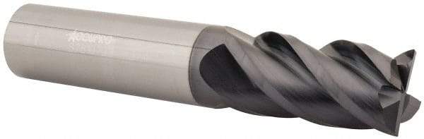 Accupro - 3/4", 4 Flute, Single End, Solid Carbide, 0.015" Corner Radius End Mill - 4" OAL, 40° Helix, Right Hand Flute, 1-1/2" LOC, Right Hand Cut - Eagle Tool & Supply