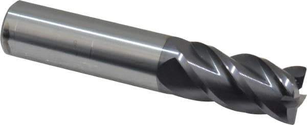 Accupro - 3/4", 4 Flute, Single End, Solid Carbide, 0.03" Corner Radius End Mill - 4" OAL, 40° Helix, Right Hand Flute, 1-1/2" LOC, Right Hand Cut - Eagle Tool & Supply