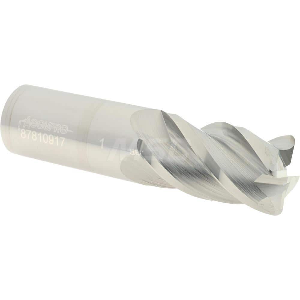 Accupro - 1" Diam 4 Flute Solid Carbide 0.09" Corner Radius End Mill - Eagle Tool & Supply