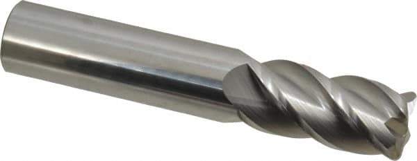 Accupro - 3/4", 4 Flute, Single End, Solid Carbide, 0.09" Corner Radius End Mill - 4" OAL, 40° Helix, Right Hand Flute, 1-1/2" LOC, Right Hand Cut - Eagle Tool & Supply