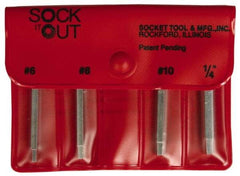 Sock It Out - 4 Piece Button Head Cap Screw Extractor Set - Screw Range #6 to 1/4" - Eagle Tool & Supply