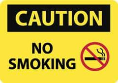 NMC - "Caution - No Smoking", 10" Long x 14" Wide, Rigid Plastic Safety Sign - Rectangle, 0.05" Thick, Use for Accident Prevention - Eagle Tool & Supply