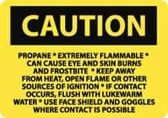 NMC - "Caution - Propane - Extremely Flammable - Can Cause Eye and Skin Burns and Frostbite", 10" Long x 14" Wide, Aluminum Safety Sign - Rectangle, 0.04" Thick, Use for Accident Prevention - Eagle Tool & Supply