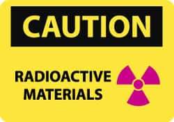 NMC - "Caution - Radioactive Materials", 10" Long x 14" Wide, Pressure-Sensitive Vinyl Safety Sign - Rectangle, 0.004" Thick, Use for Accident Prevention - Eagle Tool & Supply