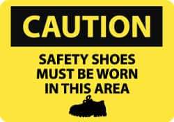 NMC - "Caution - Safety Shoes Must Be Worn in This Area", 10" Long x 14" Wide, Aluminum Safety Sign - Rectangle, 0.04" Thick, Use for Accident Prevention - Eagle Tool & Supply