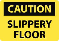 NMC - "Caution - Slippery Floor", 10" Long x 14" Wide, Rigid Plastic Safety Sign - Rectangle, 0.05" Thick, Use for Accident Prevention - Eagle Tool & Supply