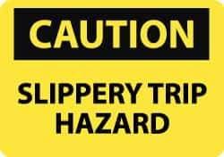 NMC - "Caution - Slippery - Trip Hazard", 10" Long x 14" Wide, Rigid Plastic Safety Sign - Rectangle, 0.05" Thick, Use for Accident Prevention - Eagle Tool & Supply