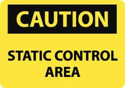 NMC - "Caution - Static Control Area", 10" Long x 14" Wide, Pressure-Sensitive Vinyl Safety Sign - Rectangle, 0.004" Thick, Use for Security & Admittance - Eagle Tool & Supply