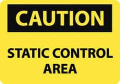 NMC - "Caution - Static Control Area", 10" Long x 14" Wide, Rigid Plastic Safety Sign - Rectangle, 0.05" Thick, Use for Security & Admittance - Eagle Tool & Supply