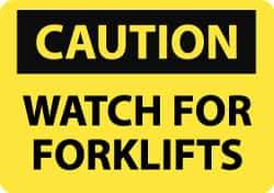 NMC - "Caution - Watch for Forklifts", 10" Long x 14" Wide, Aluminum Safety Sign - Rectangle, 0.04" Thick, Use for Accident Prevention - Eagle Tool & Supply