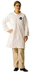 Dupont - Size 4XL White Disposable Chemical Resistant Lab Coat - Tyvek, Snap Front, Open Cuff - Eagle Tool & Supply