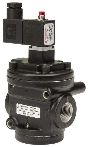 Norgren - 5.3 CV Rate, 1/2" NPT Inlet 1/2 Basic Valves - 1/2" NPT Inlet, Poppet Valve, Solenoid Actuator - Eagle Tool & Supply