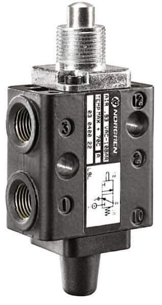 Norgren - 0.34 CV Rate, 1/8" NPT Inlet 5/2 Super Mechanical Valve - 1/8" NPT Inlet, Packed Spool Valve, Plunger Actuator - Eagle Tool & Supply