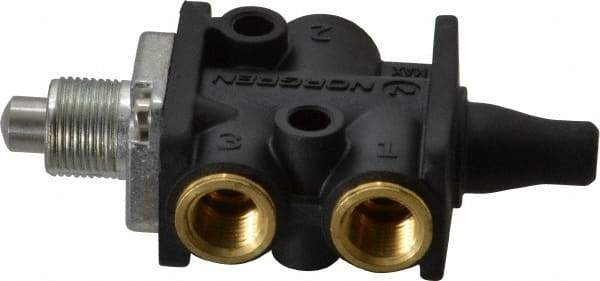 Norgren - 0.34 CV Rate, 1/8" NPT Inlet 3/2 Super Mechanical Valve - 1/8" NPT Inlet, Packed Spool Valve, Plunger Actuator - Eagle Tool & Supply