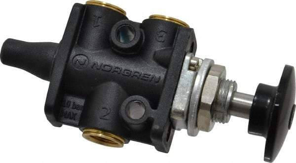 Norgren - 1/8" NPT Packed Spool Valve - Spring Activation, Button, Palm Black & 0.34 CV Rate - Eagle Tool & Supply