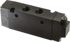 Parker - 3/8", 4-Way Body Ported Stacking Solenoid Valve - 2.7 CV Rate, 1.89" High x 5.26" Long - Eagle Tool & Supply