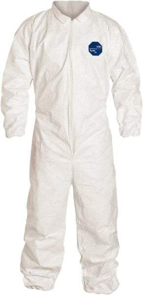 Dupont - Size 4XL Film Laminate General Purpose Coveralls - White, Zipper Closure, Elastic Cuffs, Elastic Ankles, Serged Seams - Eagle Tool & Supply