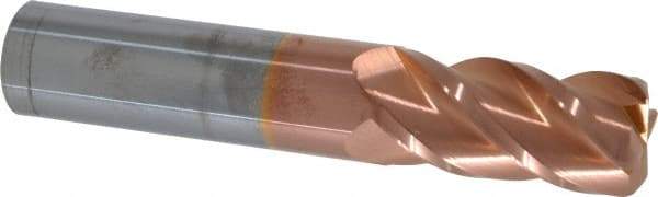 Accupro - 3/4", 4 Flute, Single End, Solid Carbide, 1/8" Corner Radius End Mill - 4" OAL, 40° Helix, Right Hand Flute, 1-1/2" LOC, Right Hand Cut - Eagle Tool & Supply